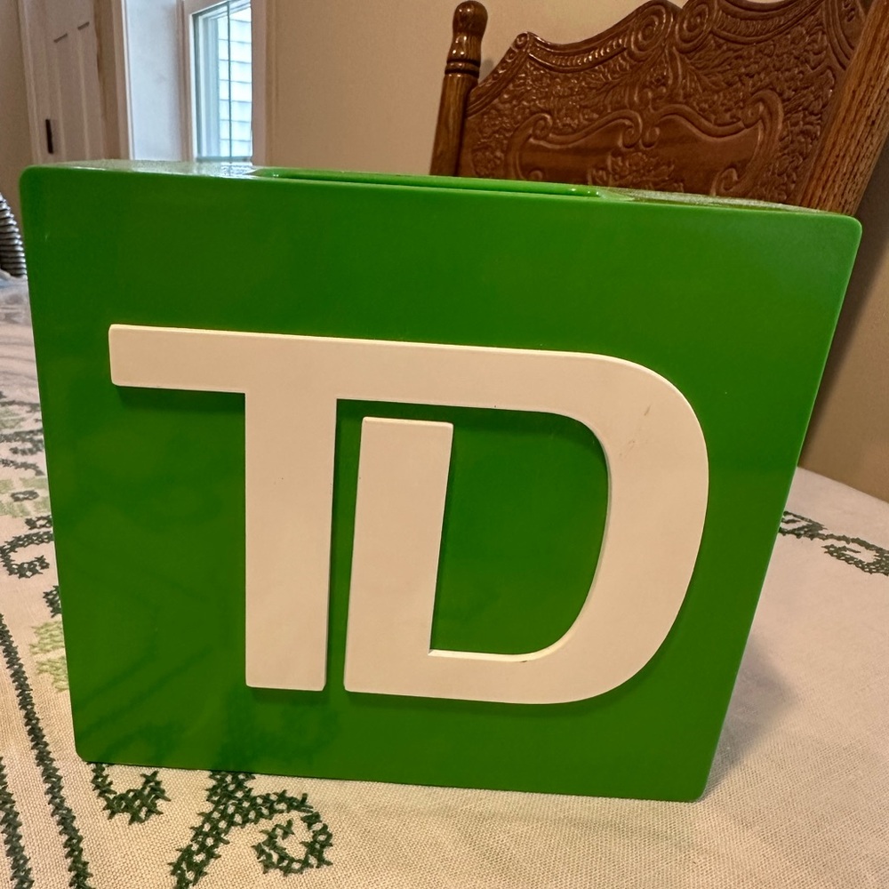 Vintage TD Bank Plastic Coin Bank Chute Style